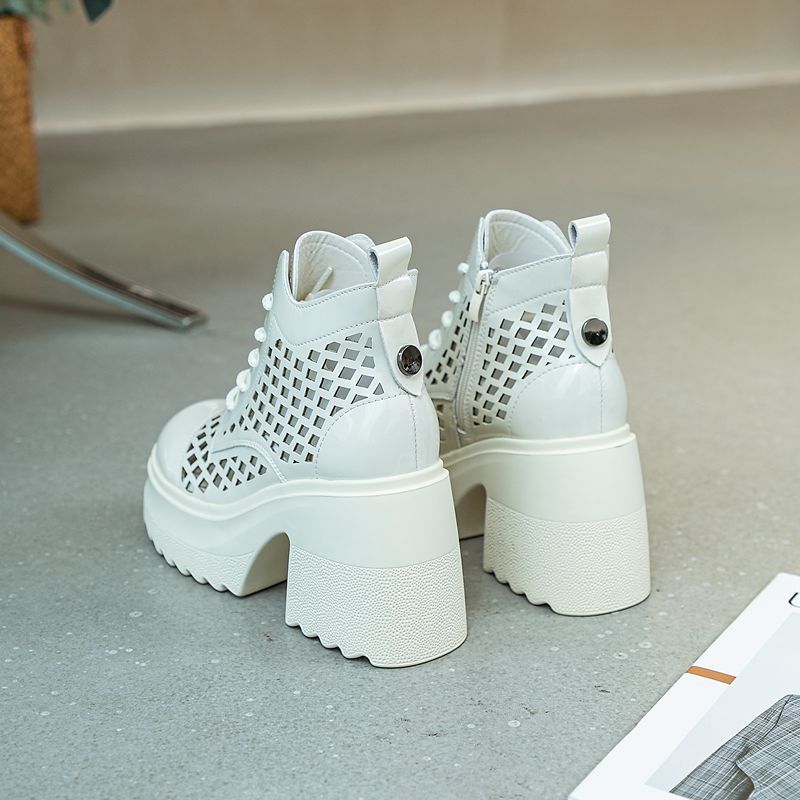 Women's Chunky Platform Height Increased British Style Heels