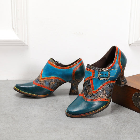 Women's First Layer Cowhide Retro Ethnic Style Fashion Women's Shoes