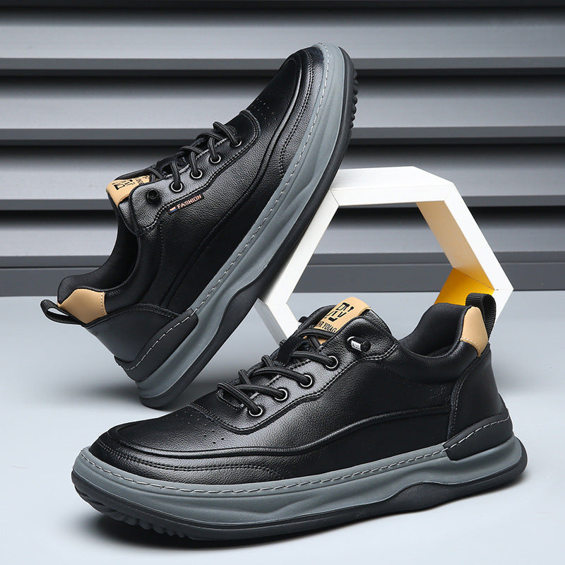 Men's Genuine Spring Fashion Head Tilt White Thick Bottom Men's Board Shoes