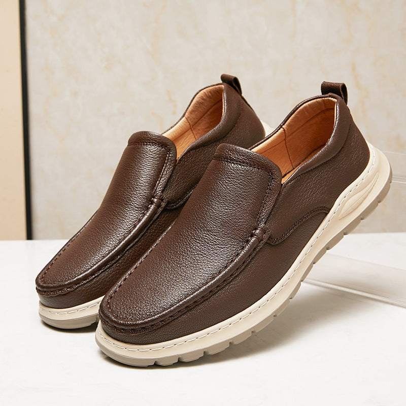 Men's Soft Sheepskin Pumps Spring Slip-on Comfortable Casual Shoes