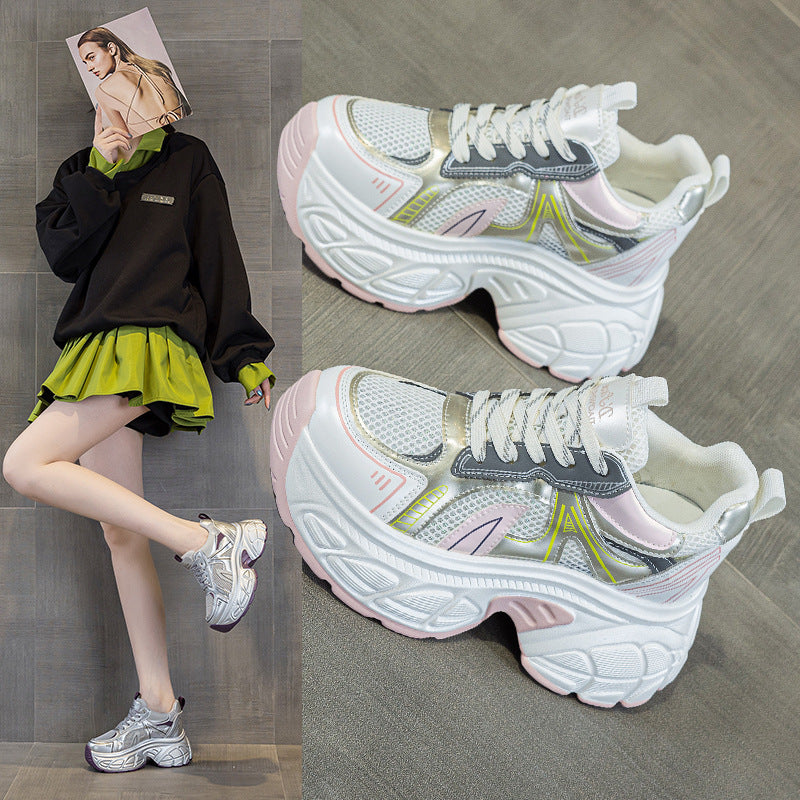 Women's Increasing Insole Platform Dad Fashion White Men's Shoes