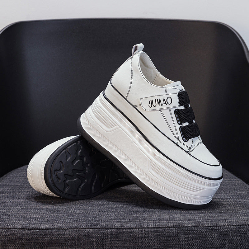 Women's Spring Velcro White Height Increasing Cm Comfortable Casual Shoes