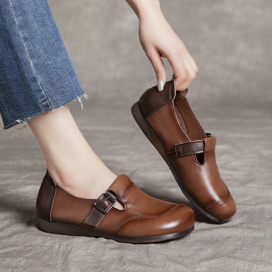 Mouth Flat Soft Bottom Surface Retro Women's Shoes