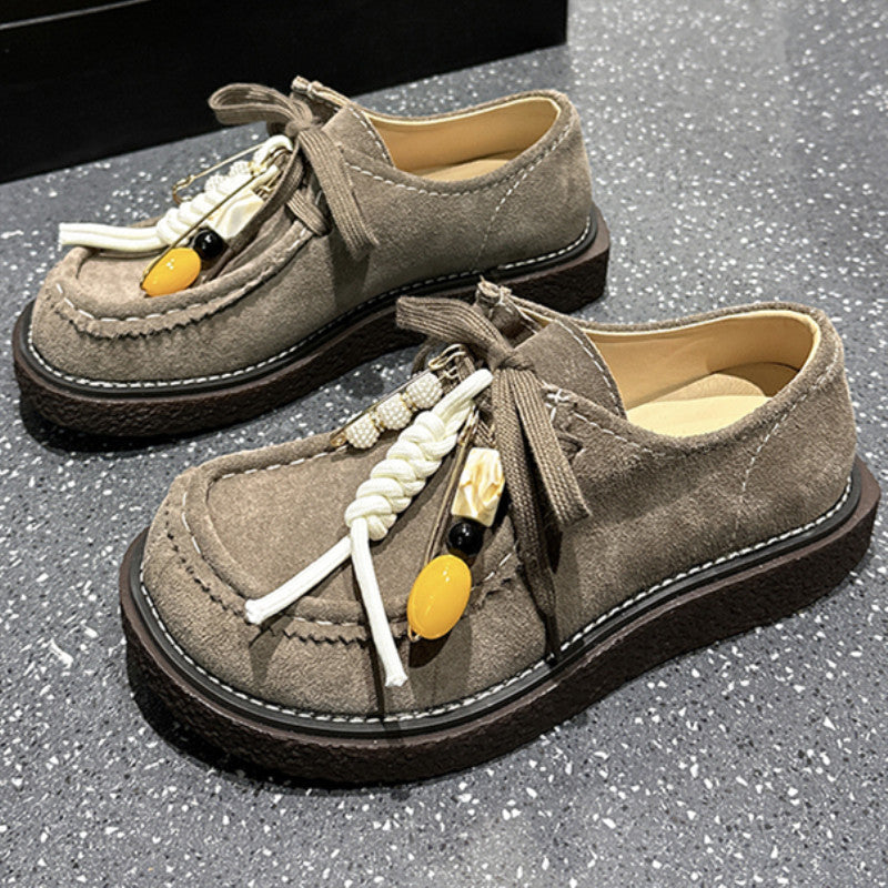 Women's Genuine Big Toe Derby Platform Spring Loafers