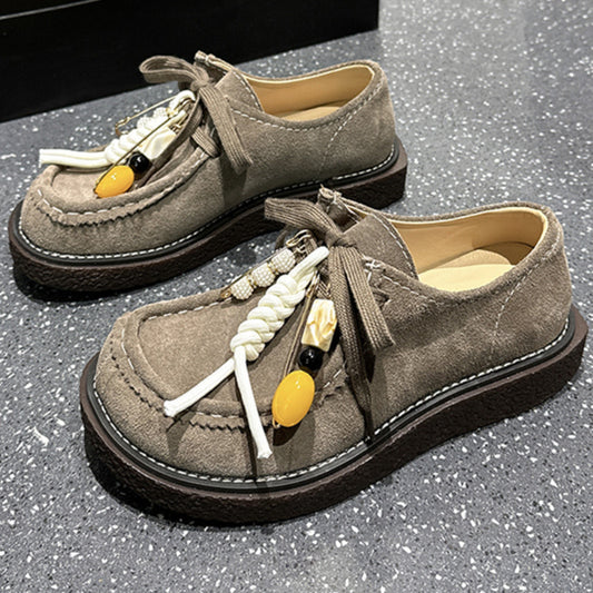 Women's Genuine Big Toe Derby Platform Spring Loafers