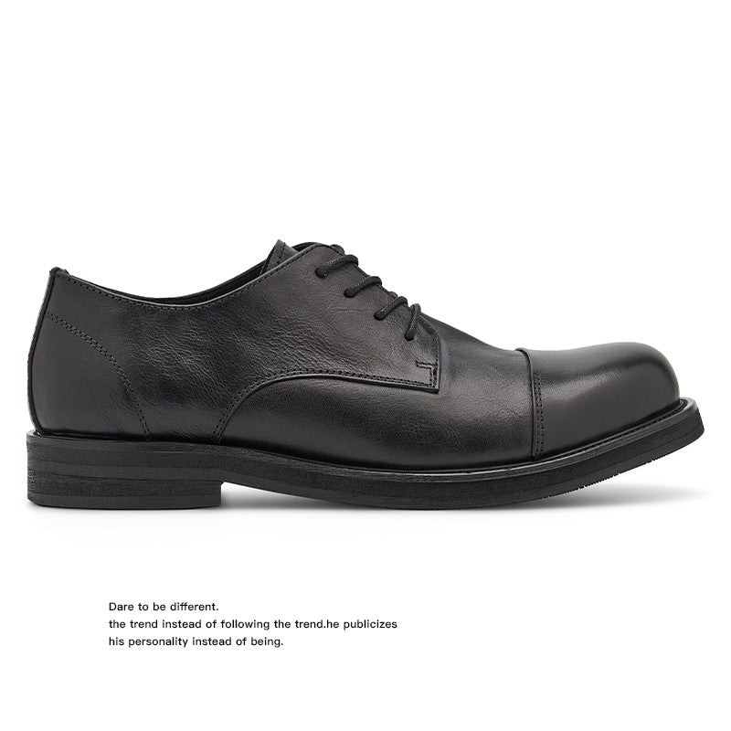Men's British Summer Thin Business Handmade Black Leather Shoes