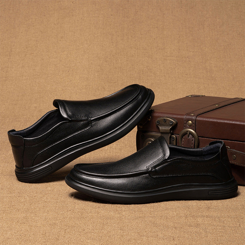 Men's Autumn Fashion Business British Round Toe Men's Casual Leather Shoes