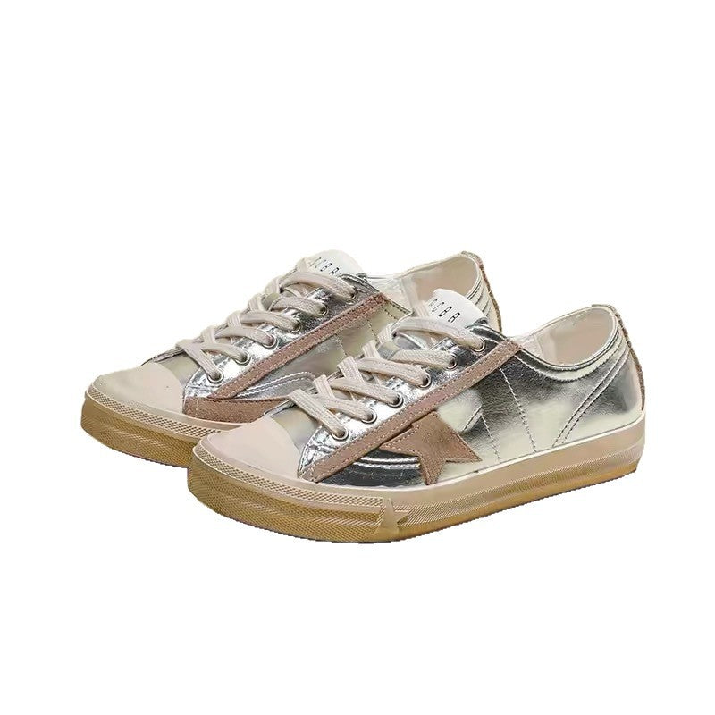 Women's Genuine Sier Dirty White Sports Casual Shoes