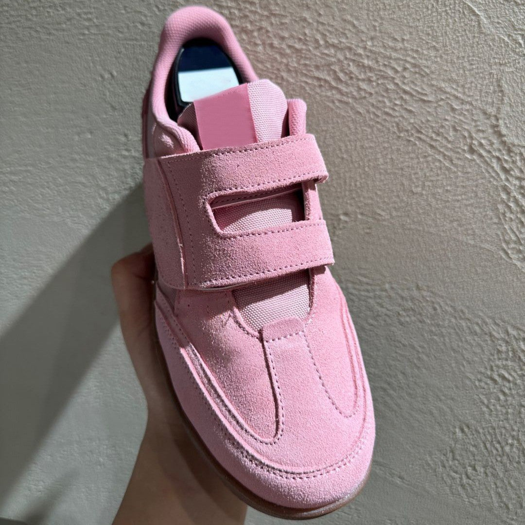 Women's Cowhide Version Niche Velcro Round Toe Sneakers