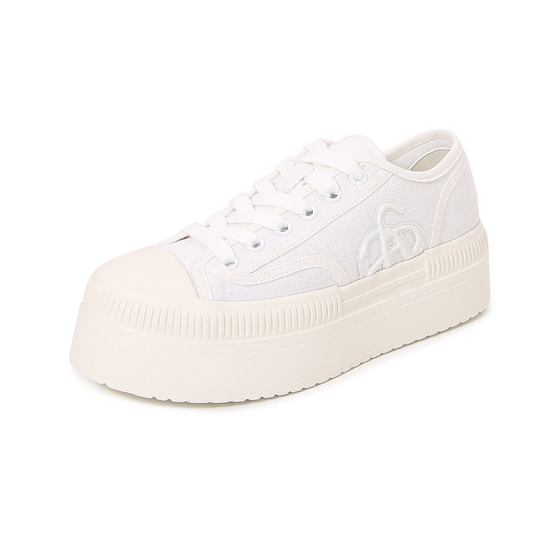 Women's Height Increasing Greasy Platform Biscuit Shape Canvas Shoes