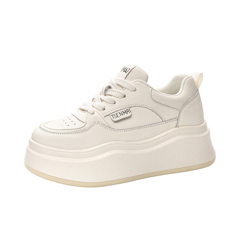 Women's Thick Bottom White Platform Thin Breathable Casual Shoes