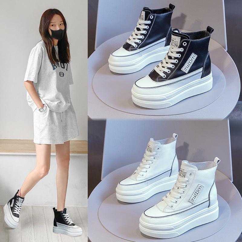 Women's Spring Height Increasing Leisure Platform White Women's Sports Shoes
