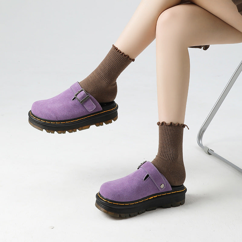 Women's Closed Toe Low-cut Flat Retro Large Size Slippers