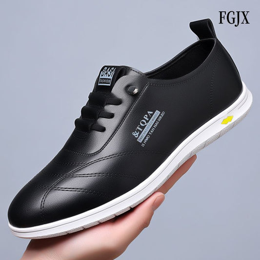 Men's White Fashion Versatile Comfortable Driving Business Leather Shoes