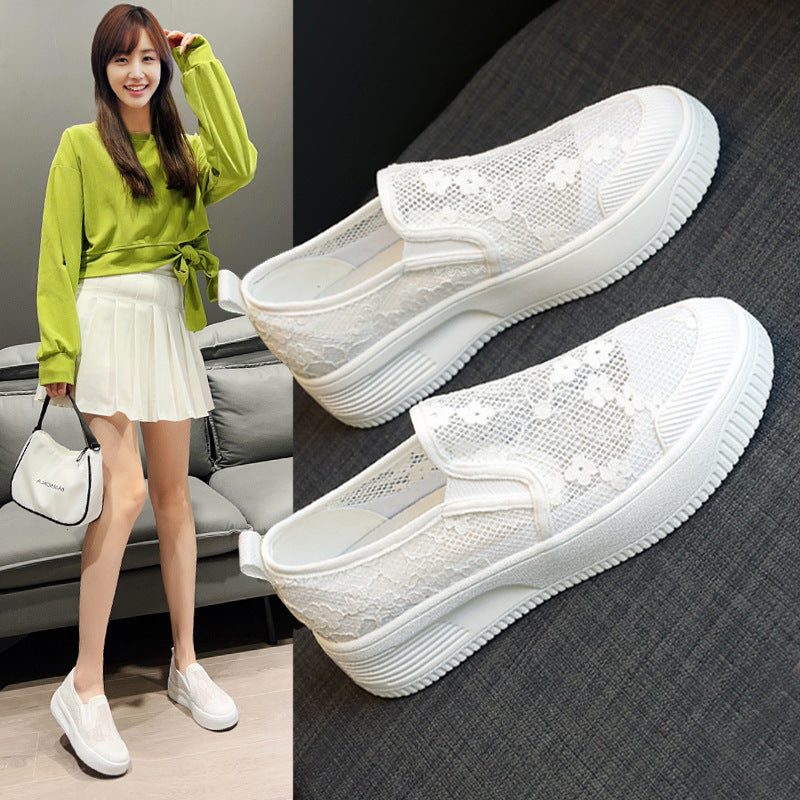 Women's Large Size Classic Style Fisherman Summer Mesh Slip-on Lazy Flat Women's Casual Shoes