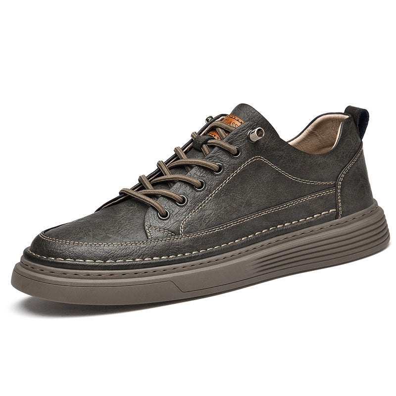 Unisex Cowhide Surface Breathable Hole Handmade Leather Shoes