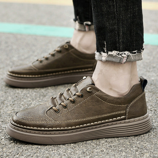 Flat Cowhide Retro Sports Spring Plus Sneakers