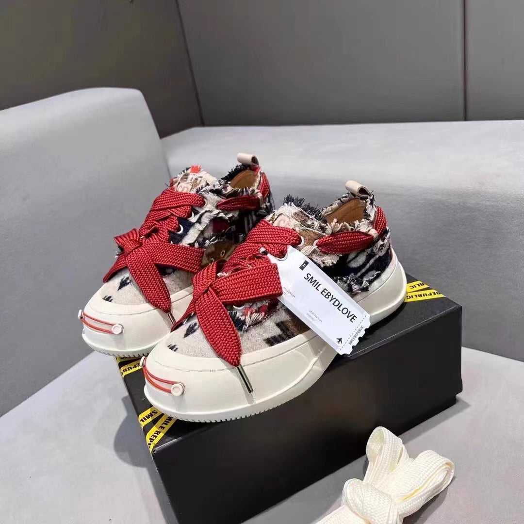 Women's & Men's Smiling Platform With Smile Face Half Canvas Shoes