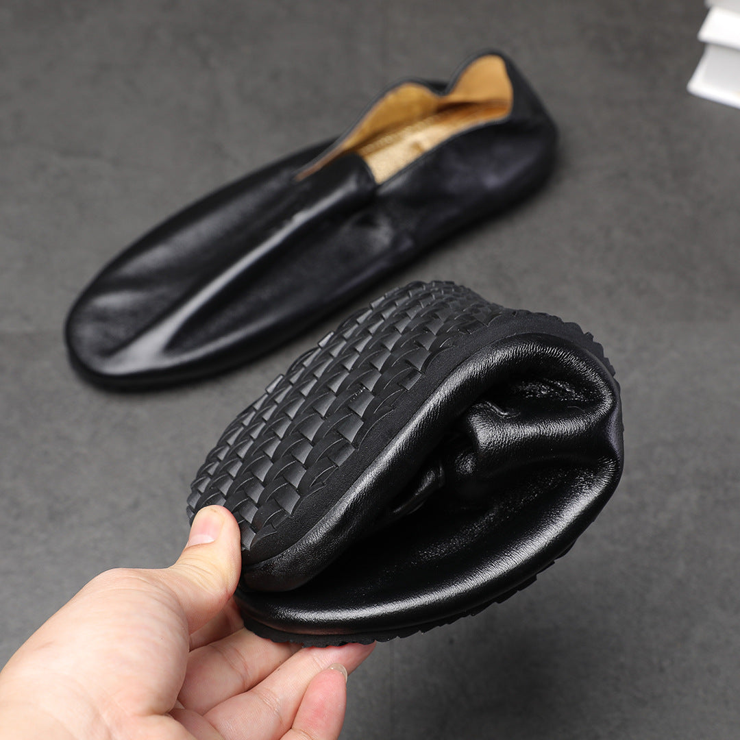 Men's Folding Portable Skull Wallet Soft Bottom Loafers