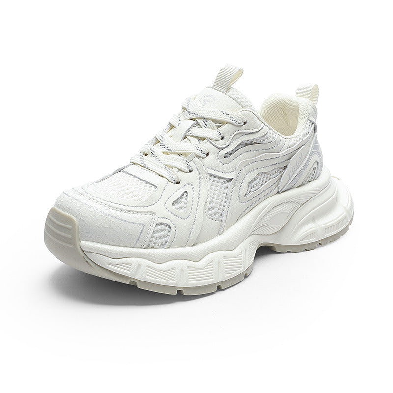 Women's Platform Dad Spring Breathable Mesh Sier Sneakers
