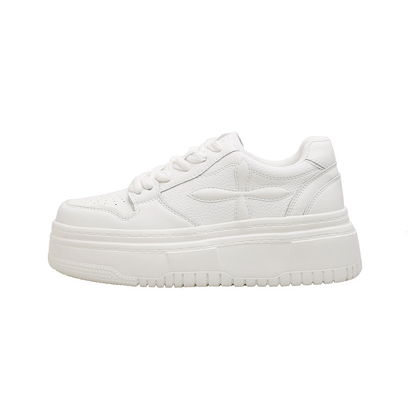 Women's Su Genuine Thick Bottom Breathable White Round Sneakers