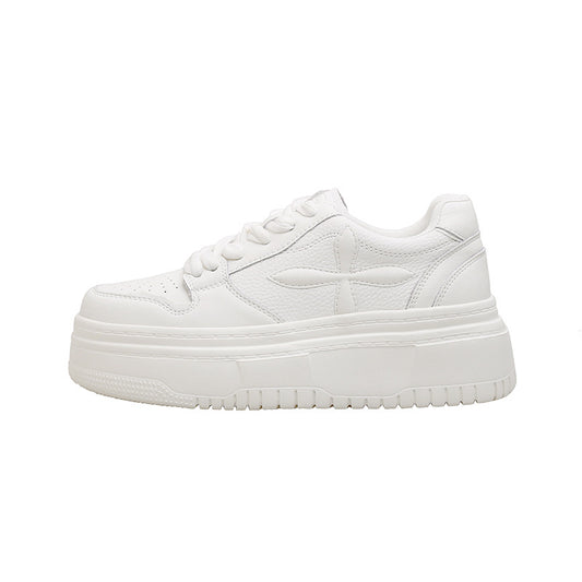 Women's Su Genuine Thick Bottom Breathable White Round Sneakers