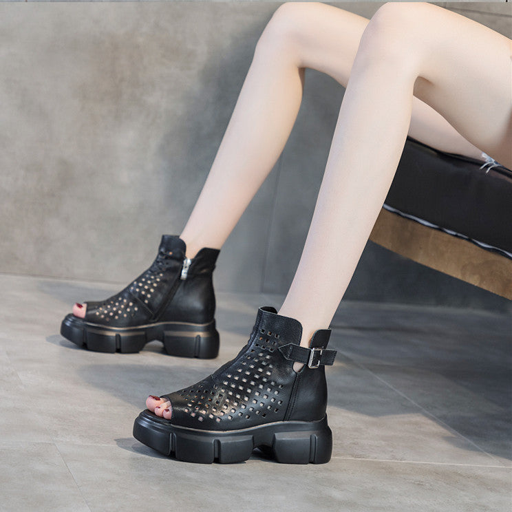 Women's Thick-soled Summer Genuine Hole Chunky Roman Sandals