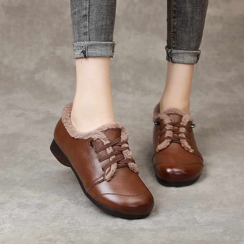 Cotton Flat Plus Size Fluffy Round Women's Shoes