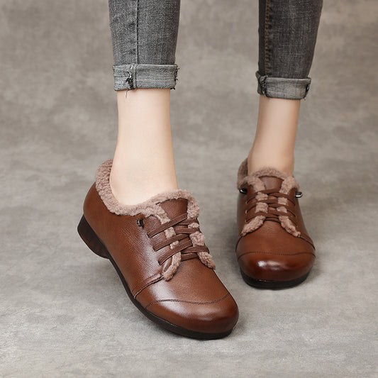 Cotton Flat Plus Size Fluffy Round Women's Shoes