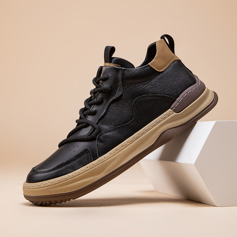 Men's Cowhide Board Autumn Cotton Plus Veet Men's Casual Shoes