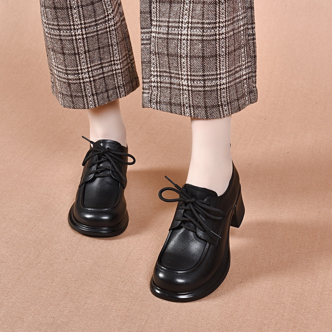 Women's Flat Retro Brown Thick Sole Deep Women's Casual Shoes