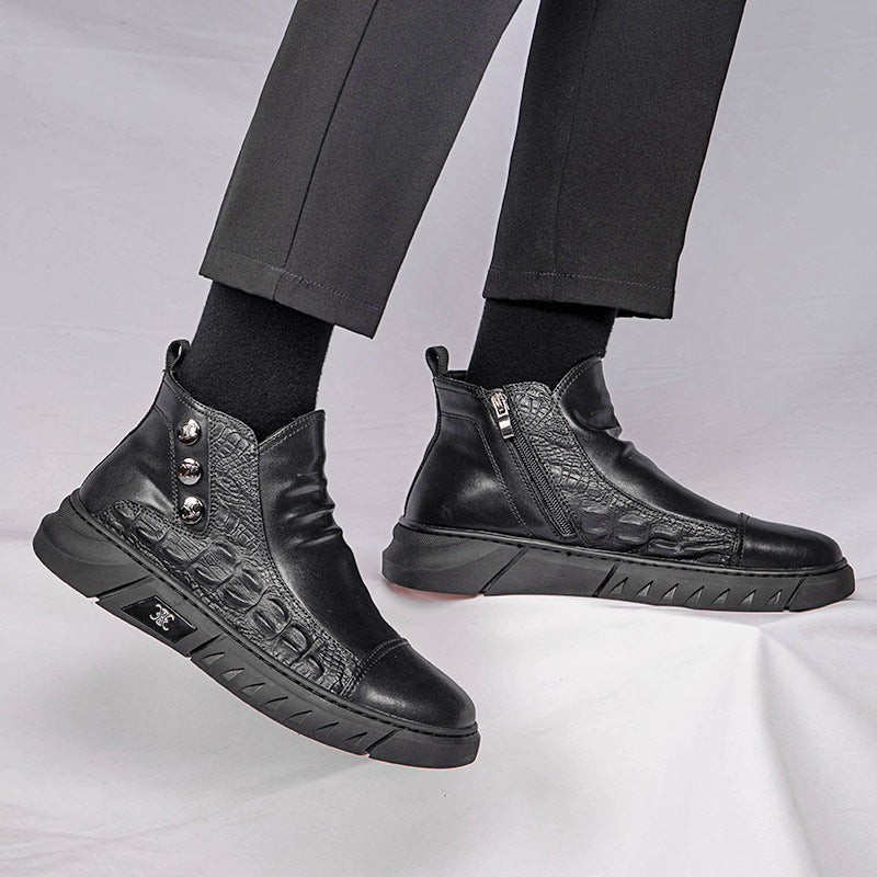 Men's Genuine Korean Fashion Black Plus Veet Sneakers
