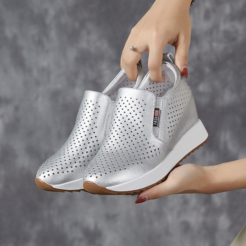 Women's Source Summer Hidden White Travel Slip-on Lazy Heels