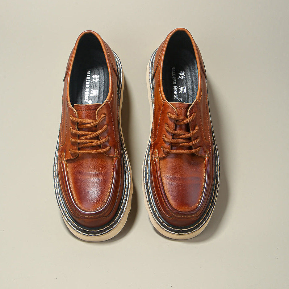 Men's Autumn Korean Style Genuine Fashion Versatile Men's Casual Leather Shoes