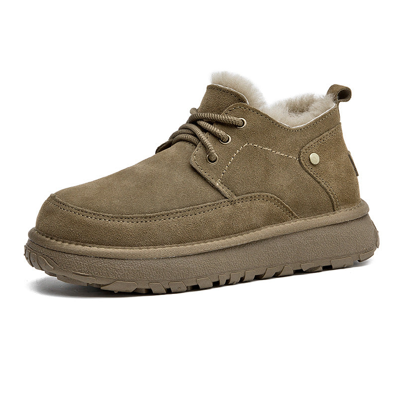 Men's Fur Integrated Waterproof Fleece Lined Padded Snow Boots