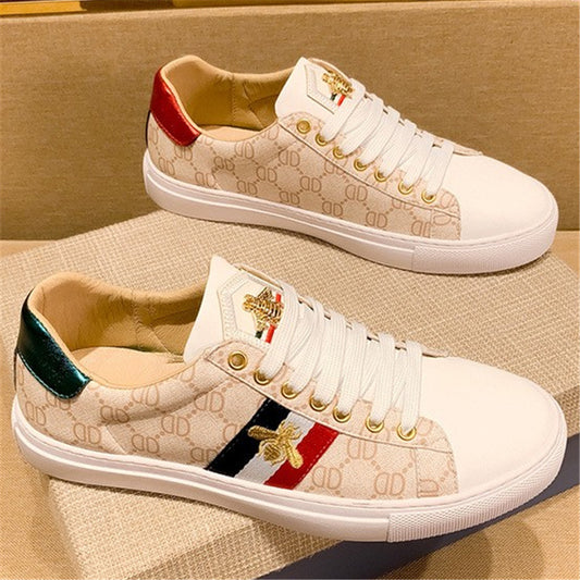 Women's & Men's Little Bee White Board High Version Sneakers