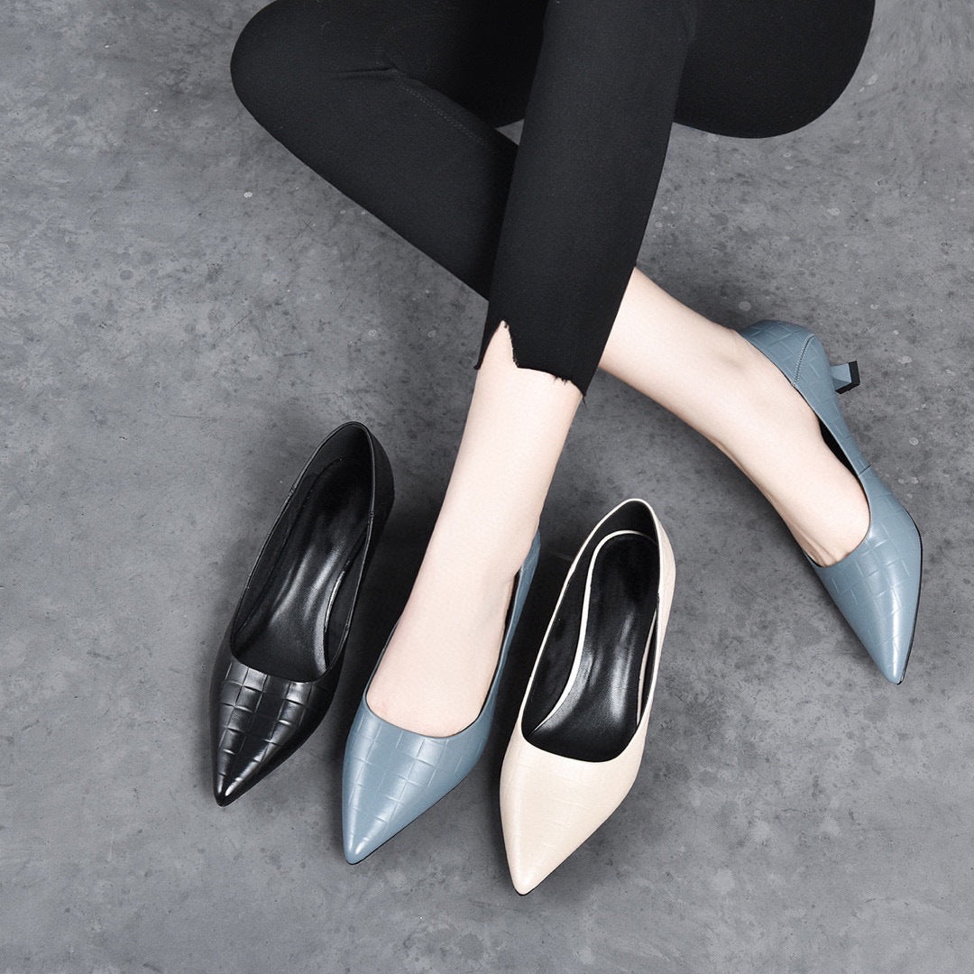 Women's High First Layer Cowhide Simple Shallow Women's Shoes