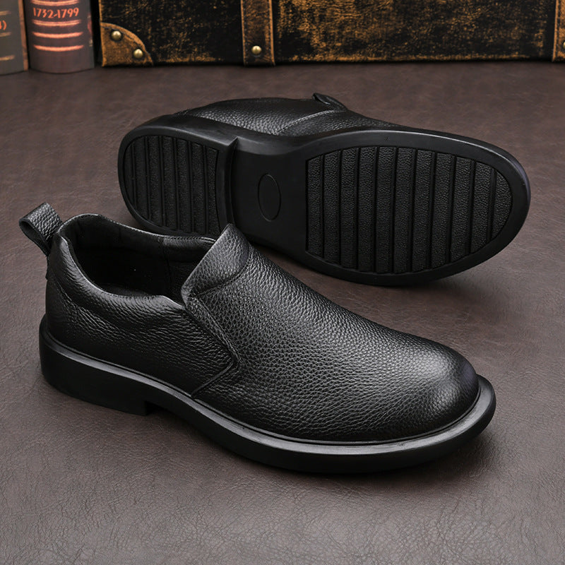 Men's First Layer Cowhide Platform Soft Autumn Slip-on Men's Shoes