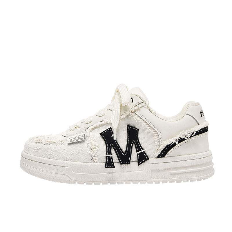 Women's & Men's Destroyed Wind White Minority Height Increasing Low Top Men's Shoes