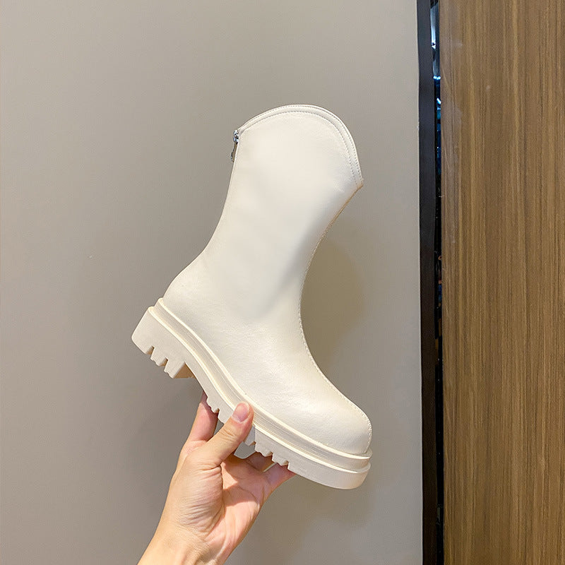 Women's Riding White Long Thick High Western Boots