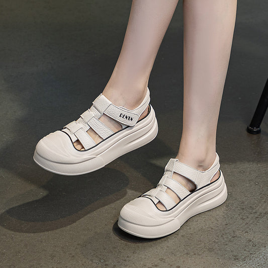 Women's Top Layer Cowhide Platform Summer Breathable Leisure Sandals