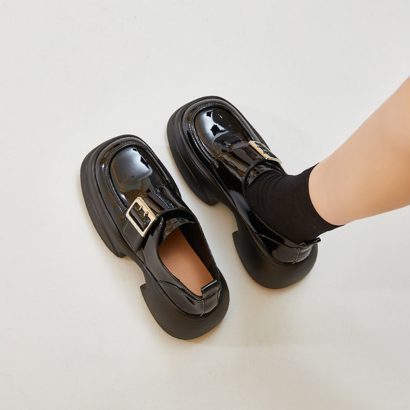Women's British Glossy Muffin Soft Big Toe Loafers