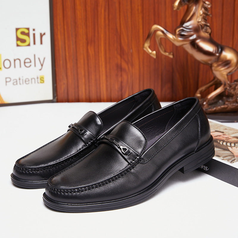 Men's Autumn Genuine Slip On Business Low Leather Shoes
