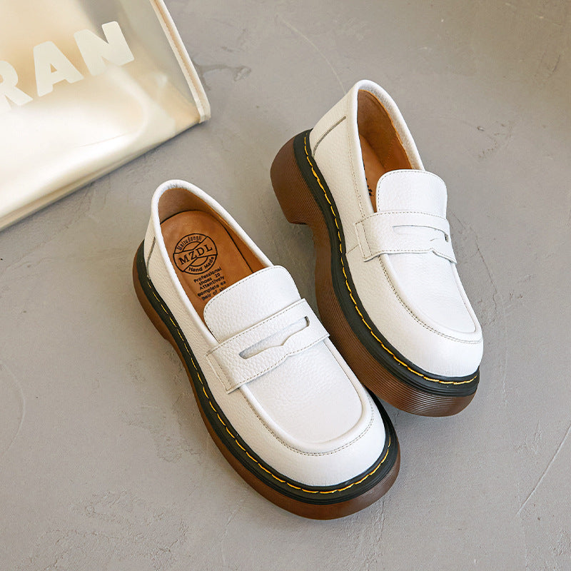 Women's Beauty Power Muffin Thick-soled Retro College Leather Shoes