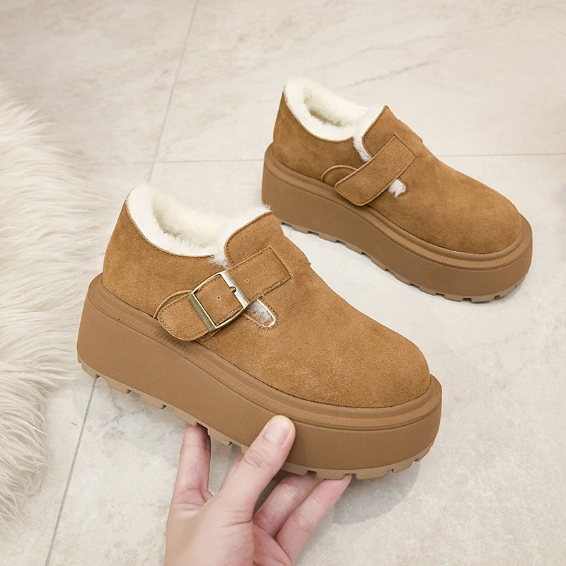 Women's Genuine Platform Beanie Fleece-lined Keep Warm Casual Shoes