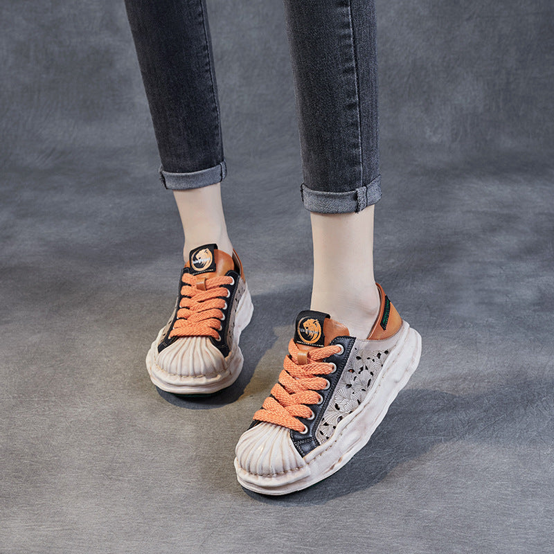 Women's Shell Toe Dissoed Hollow Hole Retro Double Sandals