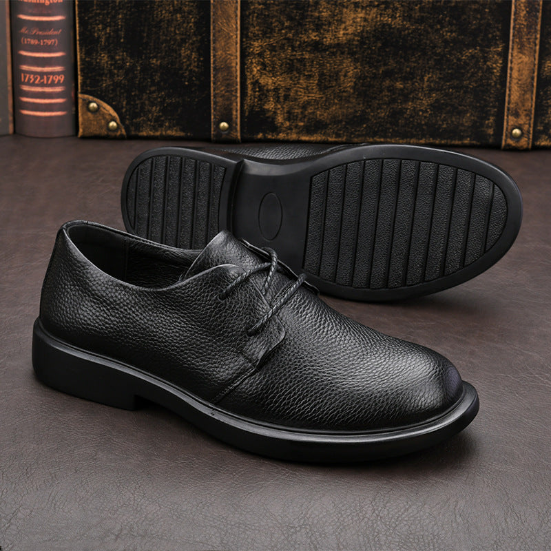 Men's British Style Breathable Top Layer Cowhide Comfortable Soft Men's Casual Leather Shoes
