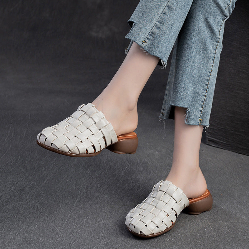 Women's & Men's Hand-woven Closed Toe Breathable Retro Rub Men's Shoes