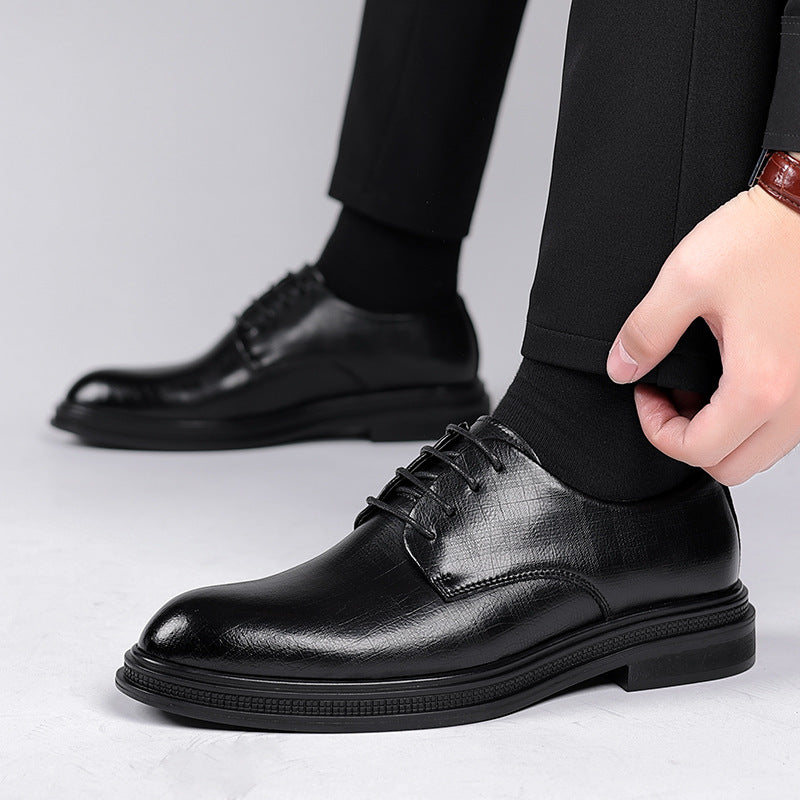 Men's Business Formal Wear Height Increased Fleece-lined Leather Shoes