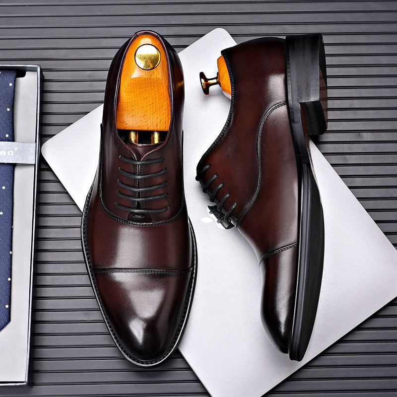 Men's Three Joint Business Formal Authentic British Leather Shoes